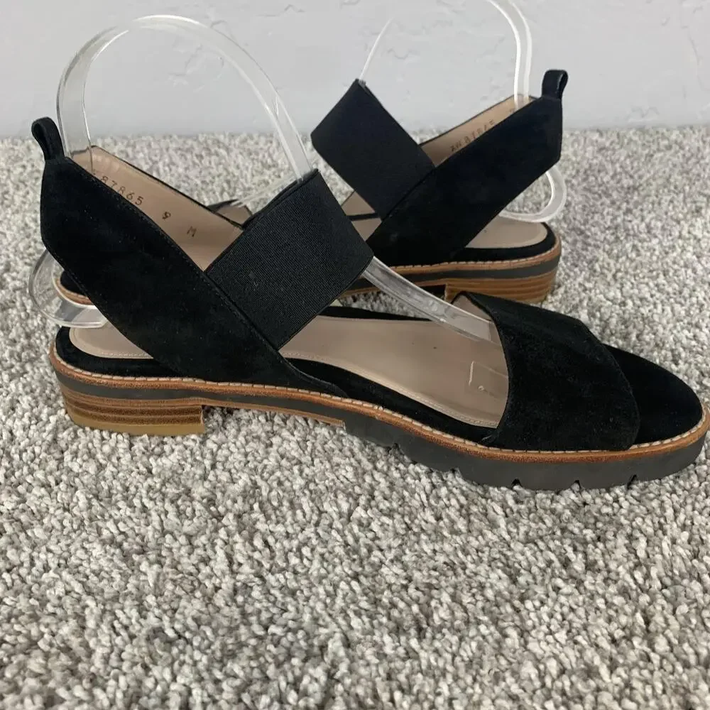 Stuart Weitzman Sandals Womens Size 8.5 Black Suede Topical Strappy Slingback - Picture 5 of 8